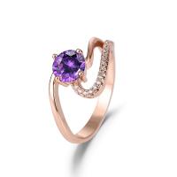 Латунное кольцо с стразами, Латунь, плакированный цветом розового золота, разный размер для выбора & Женский & со стразами, размер:6-10, продается PC
