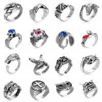 цинковый сплав Манжеты палец кольцо, Регулируемый & разные стили для выбора & со стразами, оригинальный цвет, продается PC