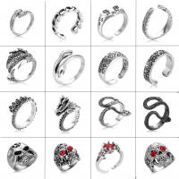 aleación de zinc Anillo de dedo Cuff, Ajustable & diferentes estilos para la opción & con diamantes de imitación, color original, Vendido por UD