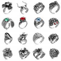 цинковый сплав Манжеты палец кольцо, Регулируемый & разные стили для выбора & со стразами, оригинальный цвет, продается PC