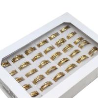 Anillos de Acero Inoxidable, unisexo, dorado, 2mm, 36PCs/Caja, Vendido por Caja