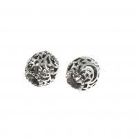 Zinc Alloy Large Hole Beads, Round, DIY & hollow, silver color 