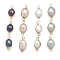 Freshwater Pearl Connector, with Brass, Oval, gold color plated, Natural & fashion jewelry & DIY 8x16- 