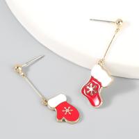 Christmas Earrings, Zinc Alloy, Christmas Sock, Christmas Design & fashion jewelry & for woman & enamel, red 