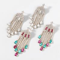 Fashion Fringe Earrings, Zinc Alloy, with acrylic rhinestone, fashion jewelry & for woman & with rhinestone 