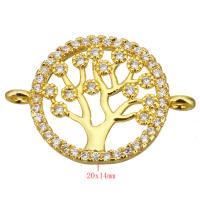 Cubic Zirconia Micro Pave Brass Connector, Tree, plated, micro pave cubic zirconia & 1/1 loop Approx 0.6mm 