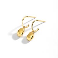 Sterling Silver Drop Earring, 925 Sterling Silver, Bean, gold color plated, fashion jewelry & for woman 
