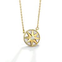Cubic Zirconia Micro Pave Sterling Silver Necklace, 925 Sterling Silver, with 2.36inch extender chain, Hexagram, gold color plated & oval chain & micro pave cubic zirconia & for woman, 12mm, 2.5mm Approx 15.74 Inch 