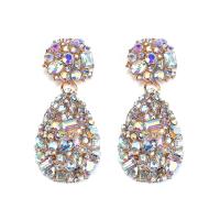 Zinc Alloy Rhinestone Drop Earring, gold color plated, for woman & with rhinestone 