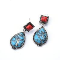 Turquoise Zinc Alloy Earring, with turquoise, plated & for woman 