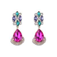 Zinc Alloy Rhinestone Drop Earring, gold color plated, for woman & with rhinestone 