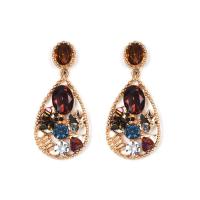 Zinc Alloy Rhinestone Drop Earring, gold color plated, for woman & with rhinestone 