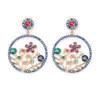 Zinc Alloy Rhinestone Drop Earring, gold color plated, for woman & with rhinestone & hollow 