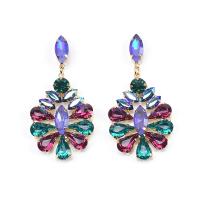 Zinc Alloy Rhinestone Drop Earring, gold color plated, for woman & with rhinestone 