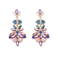 Zinc Alloy Rhinestone Drop Earring, gold color plated, for woman & with rhinestone 