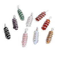 Gemstone Brass Pendants, with Gemstone, platinum color plated & Unisex Approx 8mm 