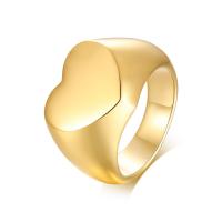 Stainless Steel Finger Ring, Heart, gold color plated & for woman, 13.5mm 