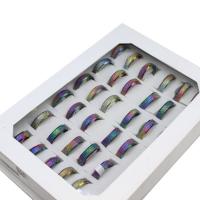 Anillos de Acero Inoxidable, unisexo, multicolor, 6mm, 36PCs/Caja, Vendido por Caja