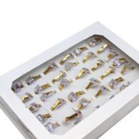 ラインス トーンのステンレス鋼の指リング, ステンレス, 女性用 & ライン石のある, 金色, 4mm, 36パソコン/ボックス, 売り手 ボックス