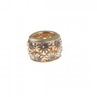 Zinc Alloy Large Hole Beads, Round, with rhinestone, golden 