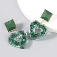 Boucle d'oreille résine zinc alliage, alliage de zinc, avec résine, bijoux de mode & pour femme, vert, Vendu par paire