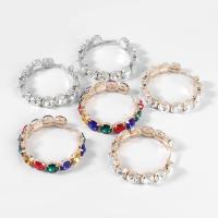 Zinc Alloy Rhinestone Hoop Earring, fashion jewelry & for woman & with glass rhinestone 
