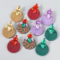 Zinc Alloy Rhinestone Stud Earring, with Polyester Cord, fashion jewelry & for woman & with glass rhinestone 