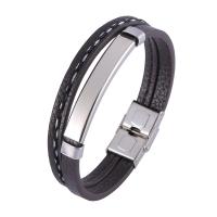 PU Leather Bracelet, with Stainless Steel, fashion jewelry 