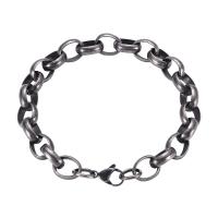 Stainless Steel Bracelet, black ionic, fashion jewelry, original color, 220mm 