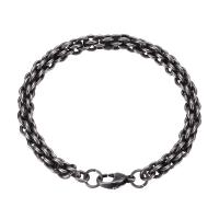 Stainless Steel Bracelet, black ionic, fashion jewelry, original color, 230mm 