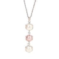 Stainless Steel Jewelry Necklace, 925 Sterling Silver, with Freshwater Pearl, with 1.96inch extender chain, Geometrical Pattern, platinum plated & for woman 6.5mm Approx 15.74 Inch 