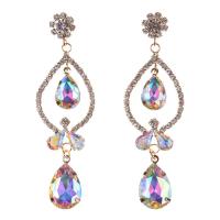 Zinc Alloy Rhinestone Drop Earring, plated, for woman & with rhinestone & hollow 