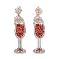 Zinc Alloy Rhinestone Drop Earring, with Plastic Pearl, Cup, plated, for woman & with rhinestone 