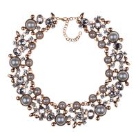 collier de Stras en alliage Zinc, alliage de zinc, avec 2.75 inch chaînes de rallonge, Placage, pour femme & avec strass, plus de couleurs à choisir Environ 17 pouce, Vendu par PC