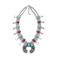 Turquoise Zinc Alloy Necklace, with turquoise, with 2.75 inch extender chain, for woman, multi-colored Approx 20.47 Inch 