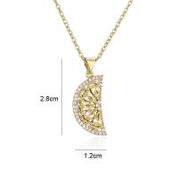 Cubic Zircon Micro Pave Brass Necklace, Moon, gold color plated, Adjustable & micro pave cubic zirconia & for woman Approx 17.72 Inch 