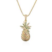 Cubic Zircon Micro Pave Brass Necklace, Pineapple, gold color plated, micro pave cubic zirconia & for woman Approx 17.72 Inch 