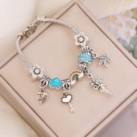 Zinc Alloy European Bracelets, with 1.96 inch extender chain, antique silver color plated, for woman & with rhinestone Approx 7.08 Inch 