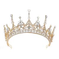 Bridal Tiaras, Zinc Alloy, Crown, KC gold color plated, with rhinestone 