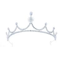 Bridal Tiaras, Zinc Alloy, Crown, silver color plated & with rhinestone 