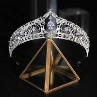 Bridal Tiaras, Zinc Alloy, Crown, platinum color plated, with rhinestone 