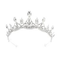 Bridal Tiaras, Zinc Alloy, Crown, silver color plated, with rhinestone 