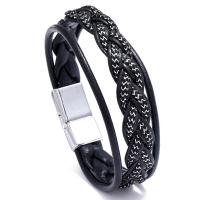 PU Leather Cord Bracelets, with Zinc Alloy, handmade & Unisex .07 Inch 