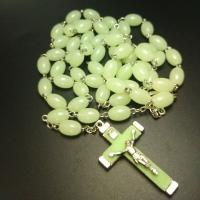 Четки Ожерелье, цинковый сплав, с Seedbead, Инсус крест, Мужская & блестящий в ночи, 4.7*2.7cm,8*10cm, длина:37.8 дюймовый, продается PC