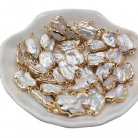 Perlas cultivadas de agua dulce Conector, con metal, Keishi, Blanco, 12x15mm, Vendido por UD