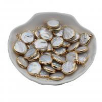 pendentif en laiton de perle d'eau douce cultivée, avec laiton, couleurs mélangées, 16mm, Vendu par PC