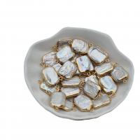 Perlas cultivadas de agua dulce Conector, con metal, Rectángular, Blanco, 15x20mm, Vendido por UD