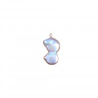 pendentif en laiton de perle d'eau douce cultivée, avec laiton, couleurs mélangées, 6mm, Vendu par PC