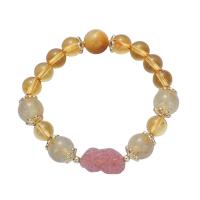 Gemstone Bracelets, Citrine, with Strawberry Quartz, Fabulous Wild Beast, fashion jewelry & for woman Approx 5.5-7.4 Inch 