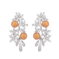 Cubic Zirconia Micro Pave Brass Earring, Fruit, plated, micro pave cubic zirconia & for woman 